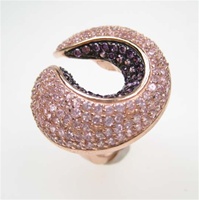 Silver Ring (Rose Gold Plated) w/ Pink & Amethyst CZ