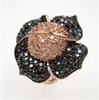 Silver Ring (Rose Gold Plated) w/ Black & Champagne CZ