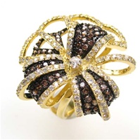 Silver Ring (Gold Plated) w/ White & Chocolate CZ