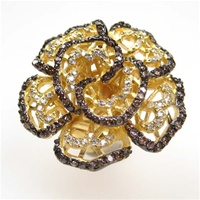 Silver Ring (Gold Plated) w/ White & Chocolate CZ (Rose)