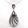 Silver Pendant with White and Black CZ