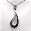 Silver Pendant with White and Black CZ
