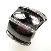 Silver Ring (Gun Metal Plating) w/ White CZ