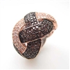 Silver Ring (Rose Gold Plated) with White and Chocolate CZ