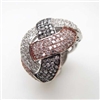 Silver Ring (Rose Gold and Black Rhodium Plated) with White CZ