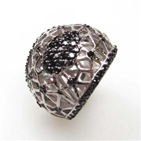 Silver Ring with White and Black CZ