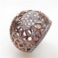 Silver Ring (Rose Gold Plated) with White CZ