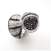 Silver Ring with White and Black CZ