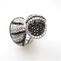 Silver Ring with White and Black CZ