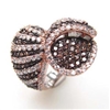 Silver Ring (Rose Gold Plated) with White and Chocolate CZ