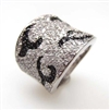 Silver Ring with White and Black CZ