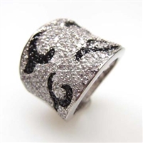 Silver Ring with White and Black CZ