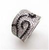 Silver Ring with White and Black CZ