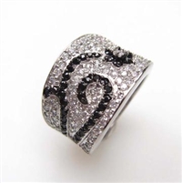 Silver Ring with White and Black CZ