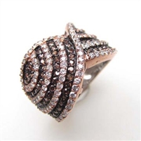 Silver Ring (Rose Gold Plated) with White and Chocolate CZ