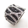 Silver Ring with White and Black CZ