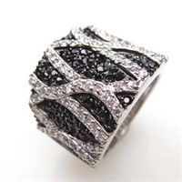 Silver Ring with White and Black CZ