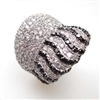 Silver Ring with White and Black CZ