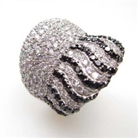 Silver Ring with White and Black CZ