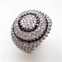 Silver Ring with White and Black CZ