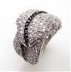 Silver Ring with White and Black CZ