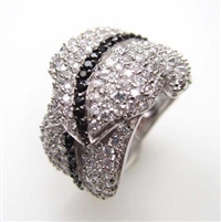 Silver Ring with White and Black CZ