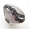 Silver Ring with White and Black CZ