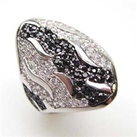 Silver Ring with White and Black CZ