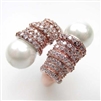 Silver Ring (Rose Gold Plated) with Syc. Pearl and White CZ