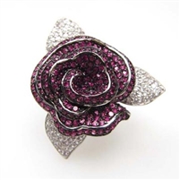 Silver Ring with White and Ruby CZ