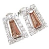 Silver Earrings (Rhodium Plated) w/ Wht  and Smky Topaz CZ.