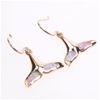 Silver Earrings Rose Gold Plated w/ Inlay Created Opal