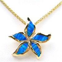 Silver Pendant (Gold Plated) w/ Inlay Created Opal