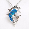 Silver Pendant w/ Inlay Created Opal