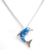 Silver Pendant w/ Inlay Created Opal - Dolphin