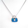 Silver Pendant with Inlay Created Opal  & White CZ