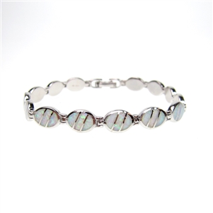 Silver Bracelet with Created Opal