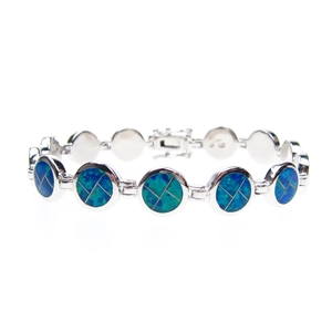 Sterling Silver Bracelet with Inlay Created Opal