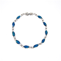 Silver Bracelet with Created Opal and White CZ