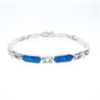 Silver Bracelet with Created Opal and White CZ