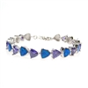 Silver Bracelet with Inlay Created Opal & Tanzanite CZ