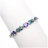 Silver Bracelet with Inlay Created Opal & Tanzanite CZ