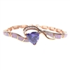 Silver Bracelet (Rose Gold Plated) with Inlay Created Opal, White and Tanzanite CZ