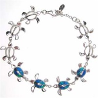Silver Bracelet(Rhodium Plated) w/ Inlay Created Opal
