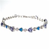 Silver Bracelet(Rhodium Plated) w/ Inlay Created Opal, White & Tanzanite CZ