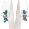 Silver Earrings with Inlay Created Opal and Pink CZ