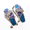 Silver Earring W/ Created Opal and Tanzanite + White CZ