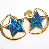 Silver Earrings (Gold Plated) w/ Inlay Created Opal