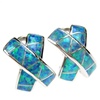 Silver Earrings (Rhodium Plated) w/ Inlay Created Opal