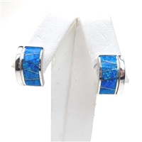 Silver Earrings with Inlay Created Opal